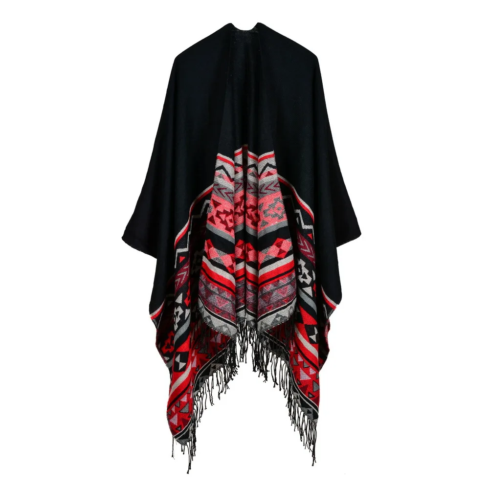 Hot June Winter Plus Size Warm Ponchos And Capes For Women Oversized Shawls Wraps Cashmere Pashmina Female Bufanda
