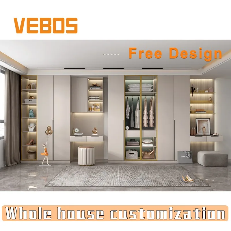 Современная роскошная стеклянная дверь, шкаф, спальня, ходунок, кладовая и модульный шкаф, полные комплекты для спальни