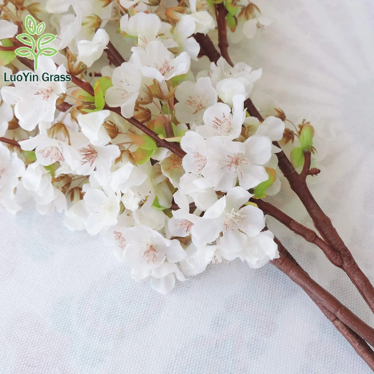 Artificial White Cherry Blossom Flower Faux Cherry Blossom Silk Cherry Blossom Branches  Tree Stems for Wedding Home Decor
