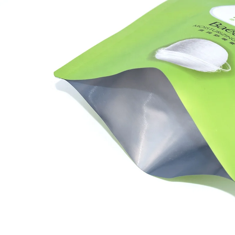 Wholesale Green Packaging Cosmetics Aluminum 3 Sides Heat Sealed Moisturizing Facial Mask Bag for Skin Care
