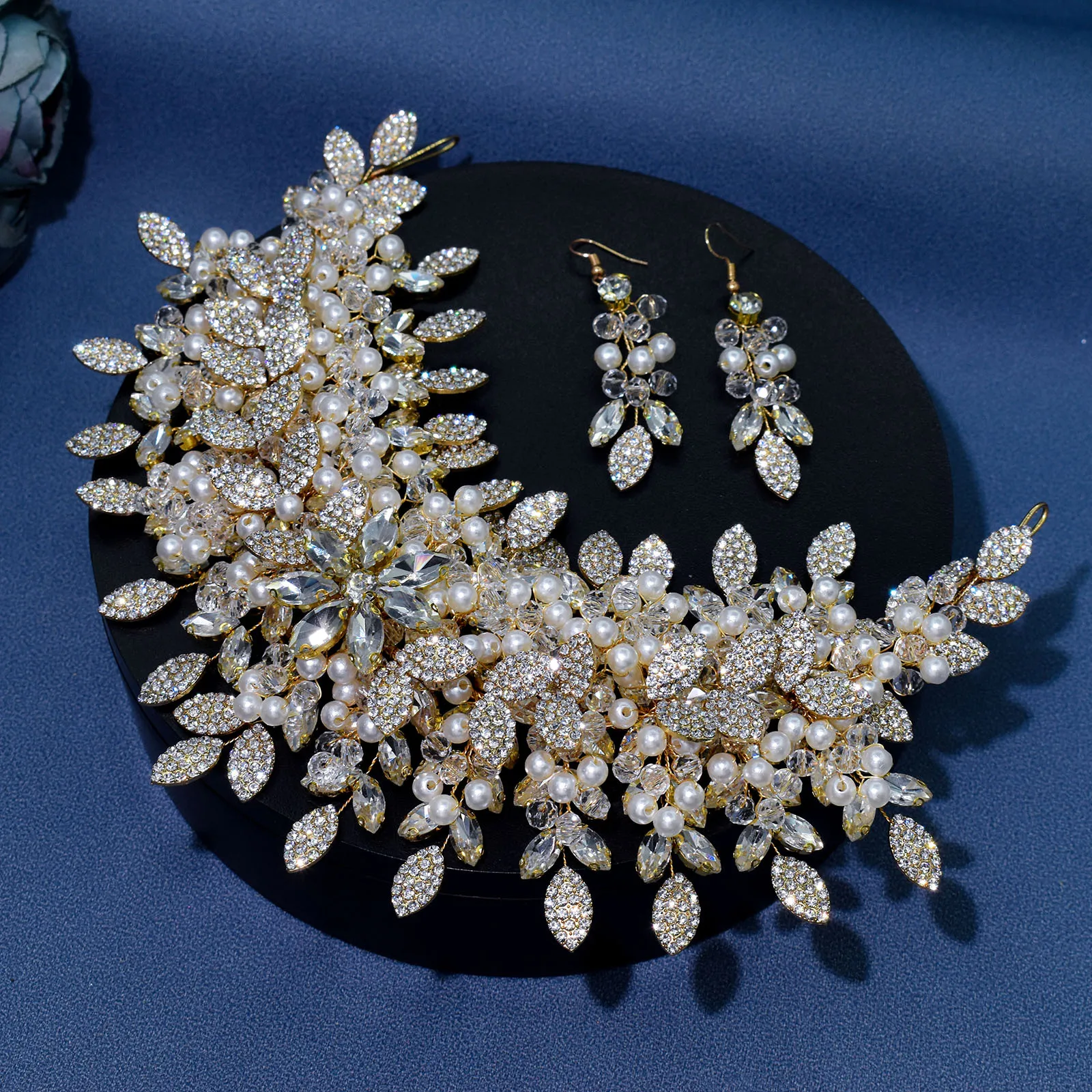 ROMANTIC Luxury Crystal Headpiece for Brides Handmade Bridal Wedding Pearl Hair accessory