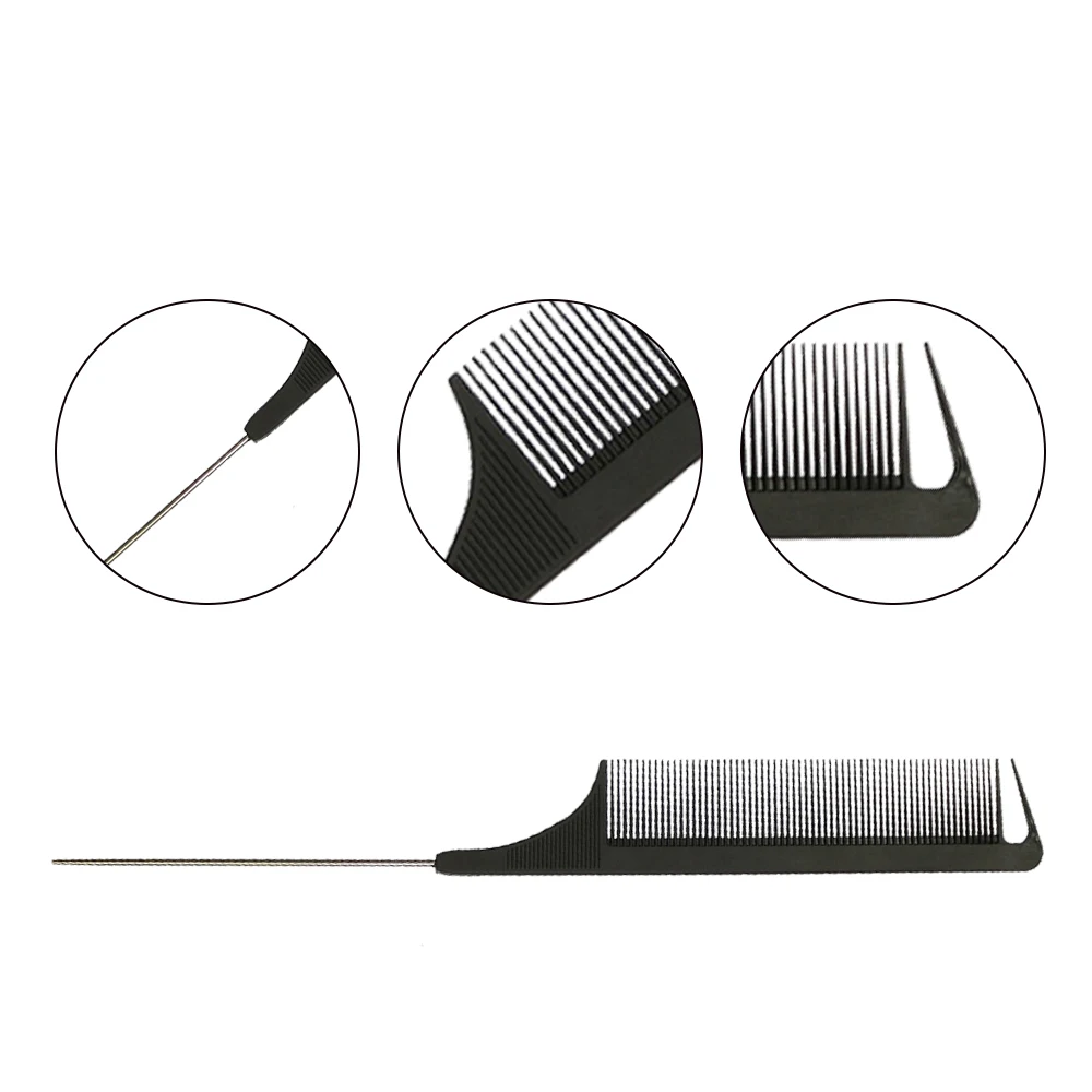 Wholesale Cheap Professional Hair Cutting Carbon Fiber Comb Modelling Rat Tail Comb Acceptable Private Label Free Sample 1-7days