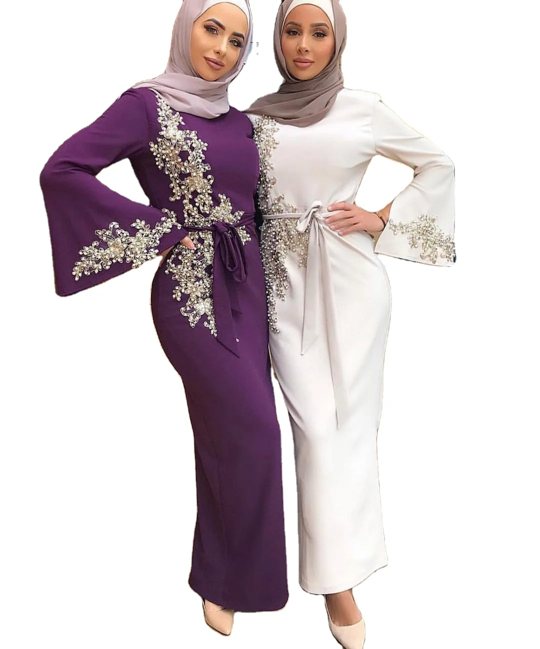 
Fashion Style New Model Arabic Saudi dubai Abaya Flower Embroidery Casual Wear islamic Muslim Dress For Girls 