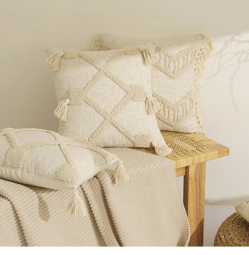 Pillowcases Home Decor Cushion Boho Pillow Case Decorative Tufted Boho Throw Pillow Cover Boheme Cushion Cover for Sofa Bed