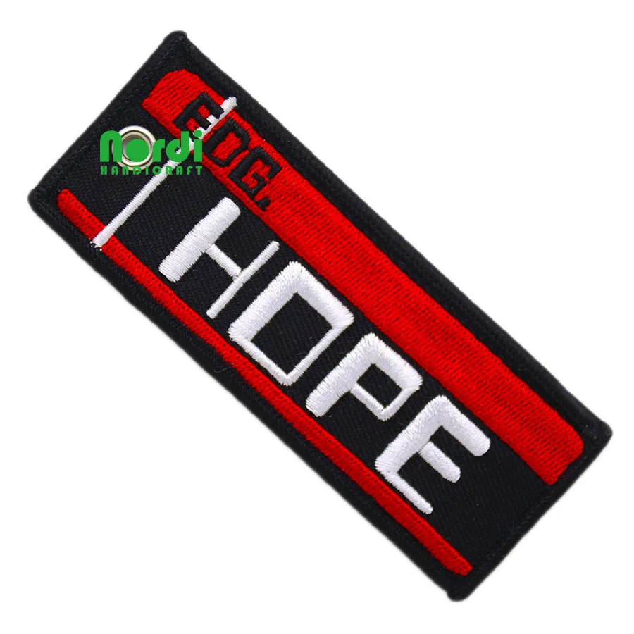 New Design Custom Motorcycle Woven Keychain Embroidered Logo Embroidery Key Chain Key Ring With Double Sided Logo