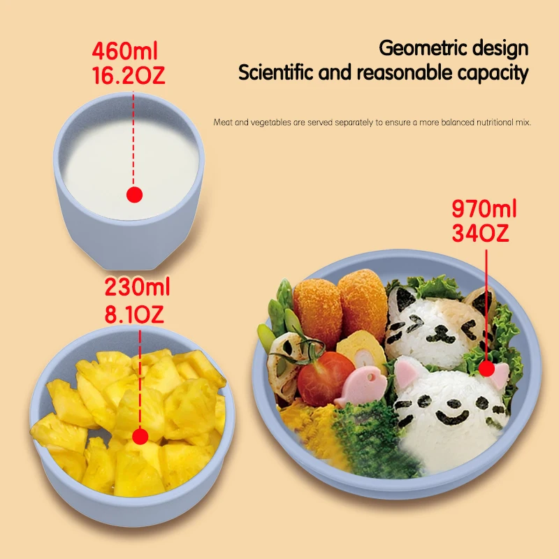 Spill-Proof Kids Dining Food Grade Baby Bowl Bibs Cup Suction Plates Spoon And Fork Silicone Baby Feeding Set