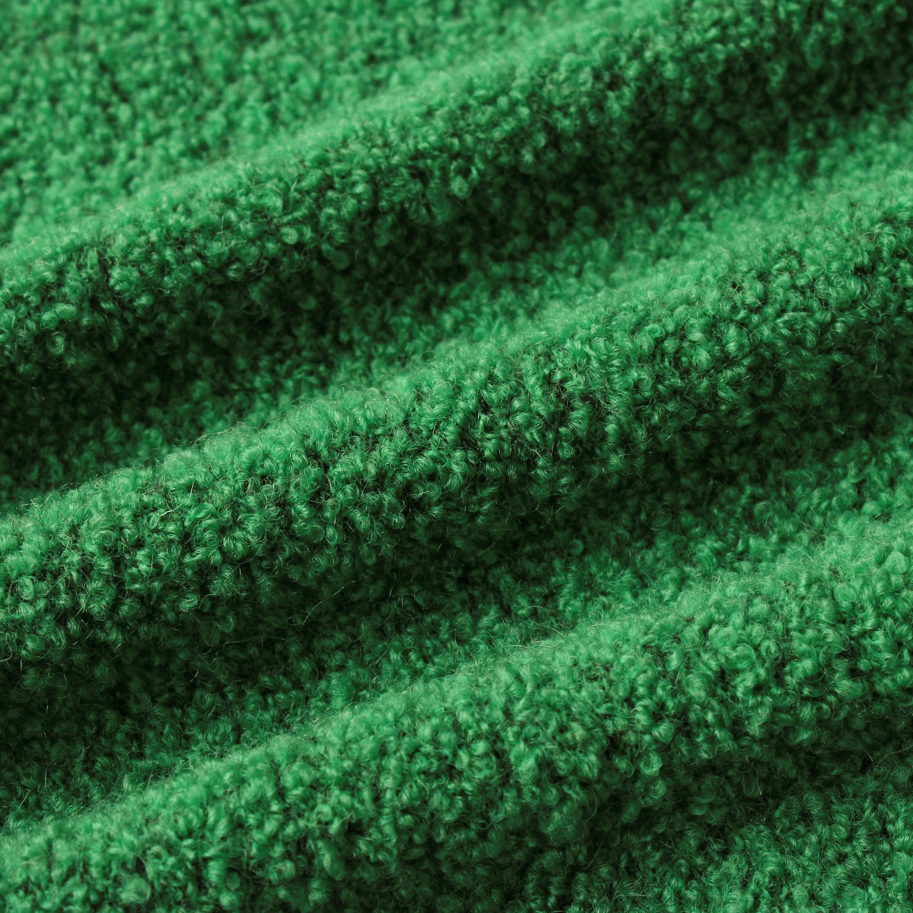 Hot Seller New Arrival Factory Price Fall Winter Stylish Bright Green Wool Mohair Alpaca Boucle Tweed Fabric for Coat Outerwear