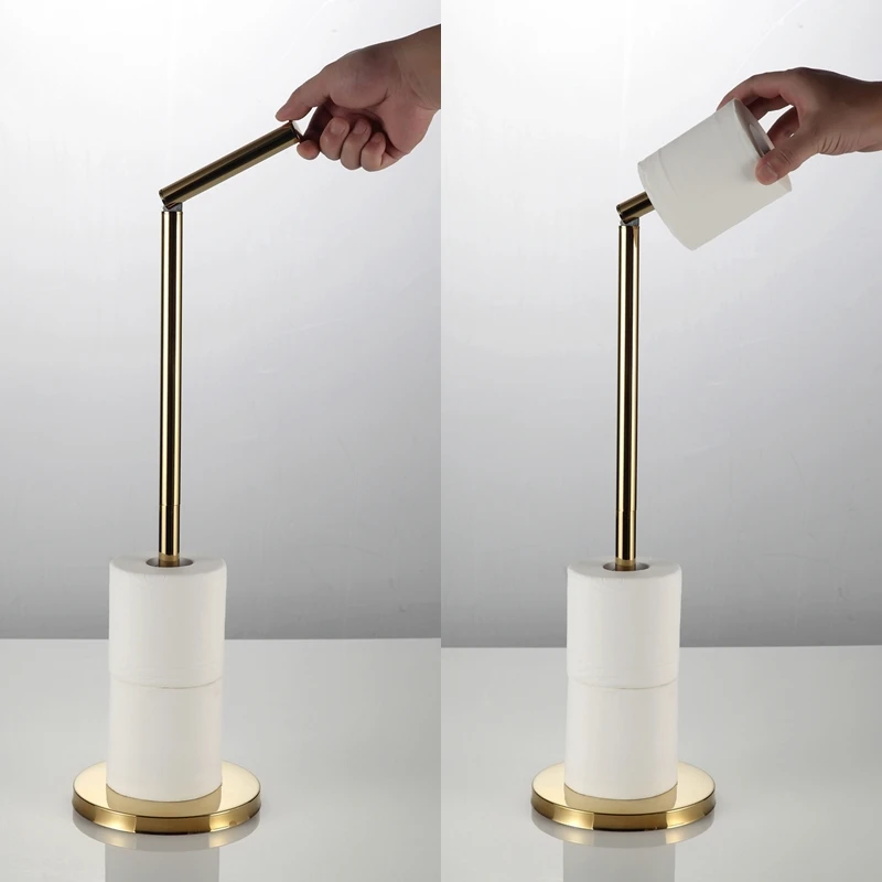 Custom Free Standing Modern Gold Tissue Roll Holder 304 Stainless Steel Toilet Paper holder Toilet Paper Holder Stand