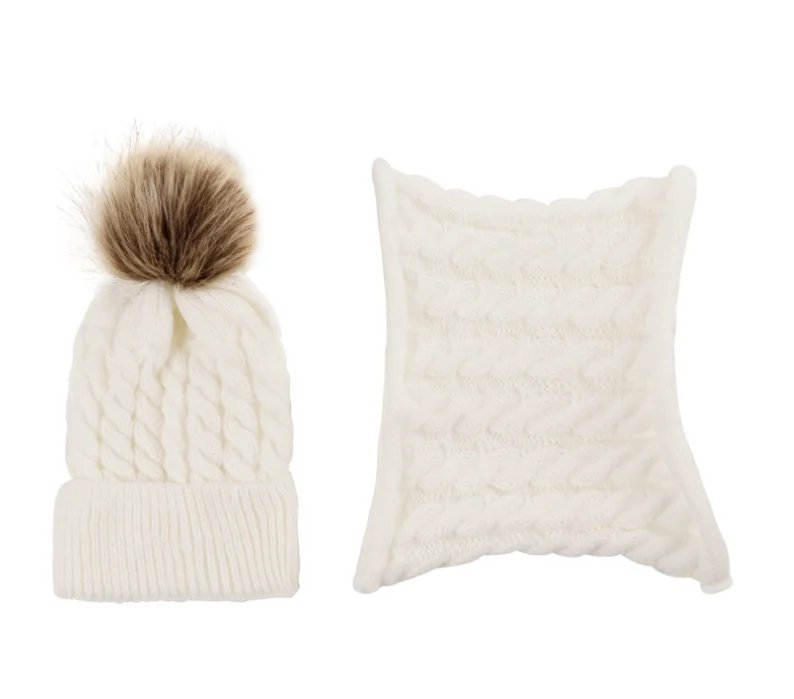 Autumn Winter Warm Baby Hat With Scarf Boys Girls Hats Scarf Set