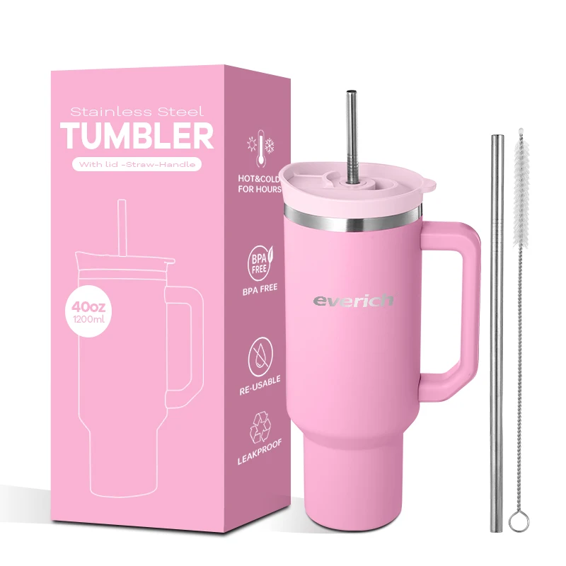 Hot Insulation New Design Travel Beer Tumbler with Handle and Straw Lid Bulk Mugs with Unique Design for On-the-Go Enjoyment