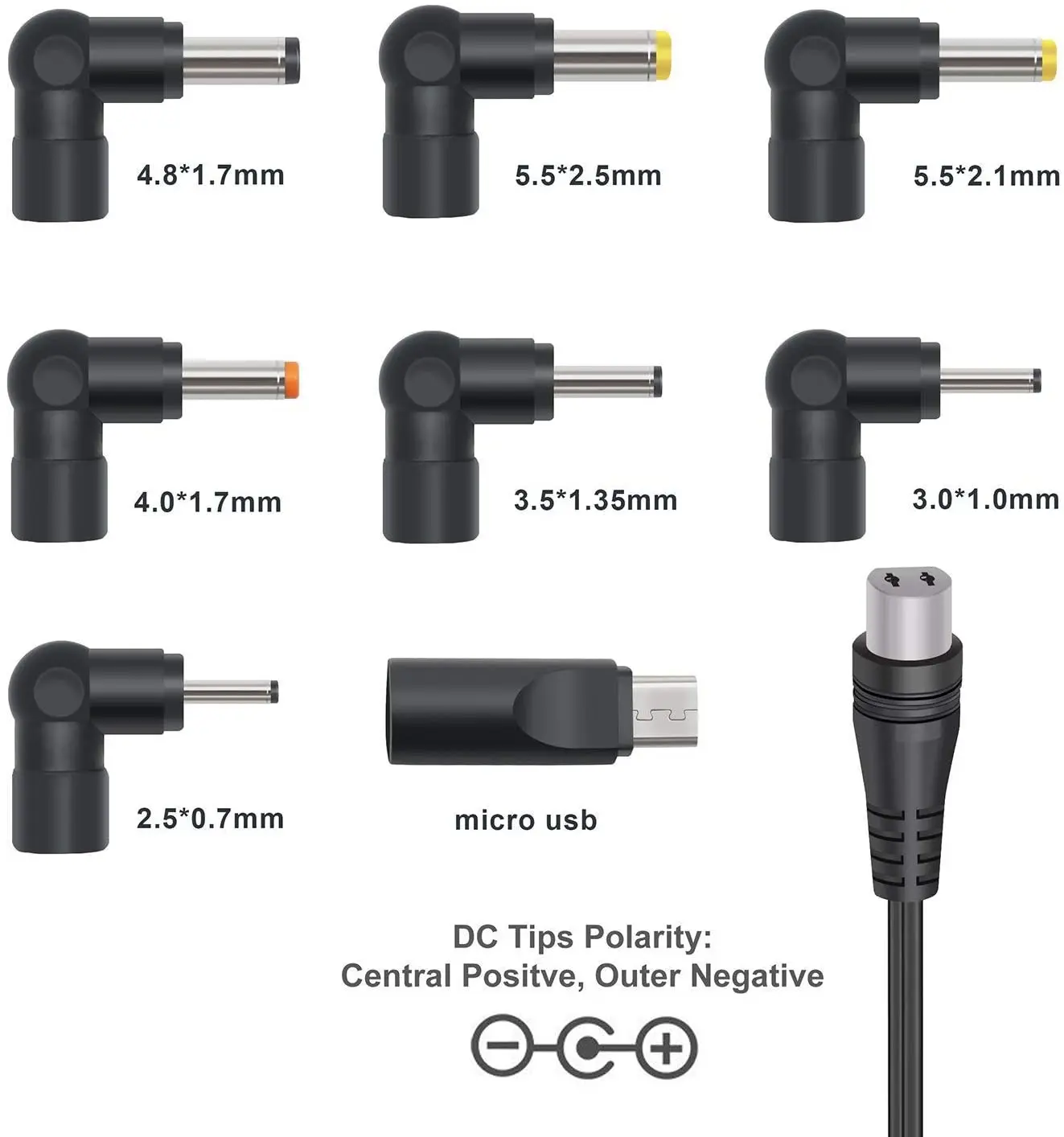 12W Universal Car Charger Cigarette Lighter 3-12V Multi-Tips for Electrical Devices, with Micro USB Plug