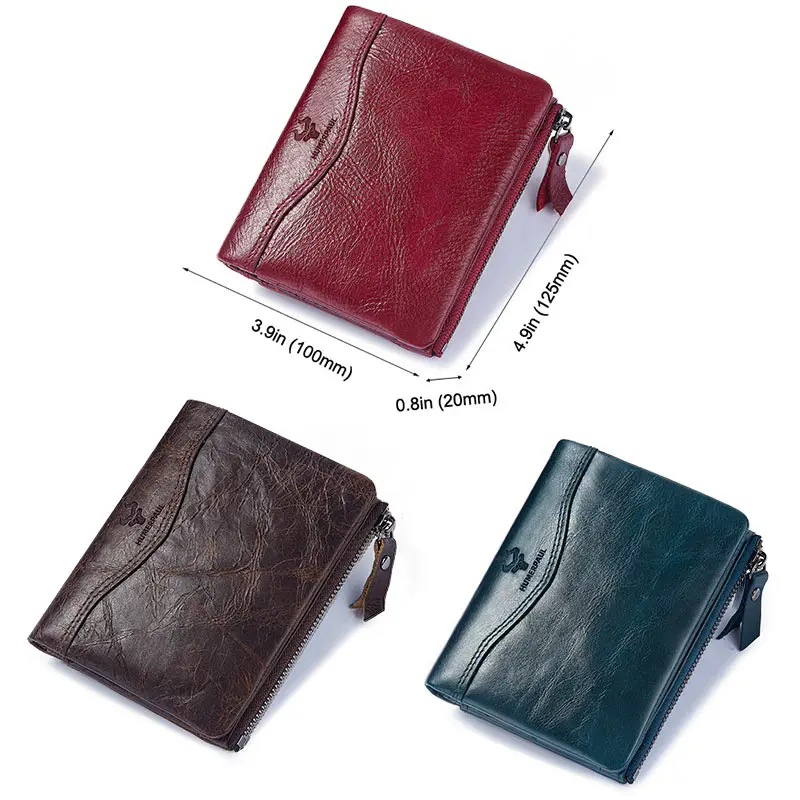 TS Customized Classic Double Fold Original Natual Leather Wallet for Men RFID Card Holder Purse with ID Window Clutch