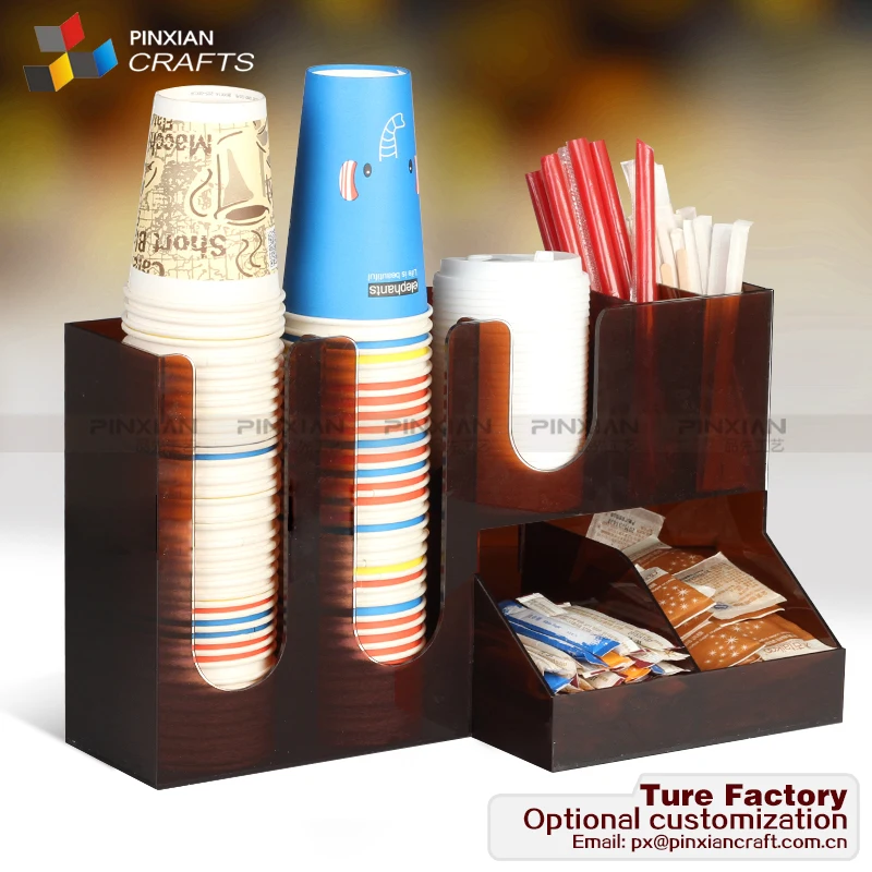Wholesale paper cup dispenser Storage Coffee Condiment Organizer holder