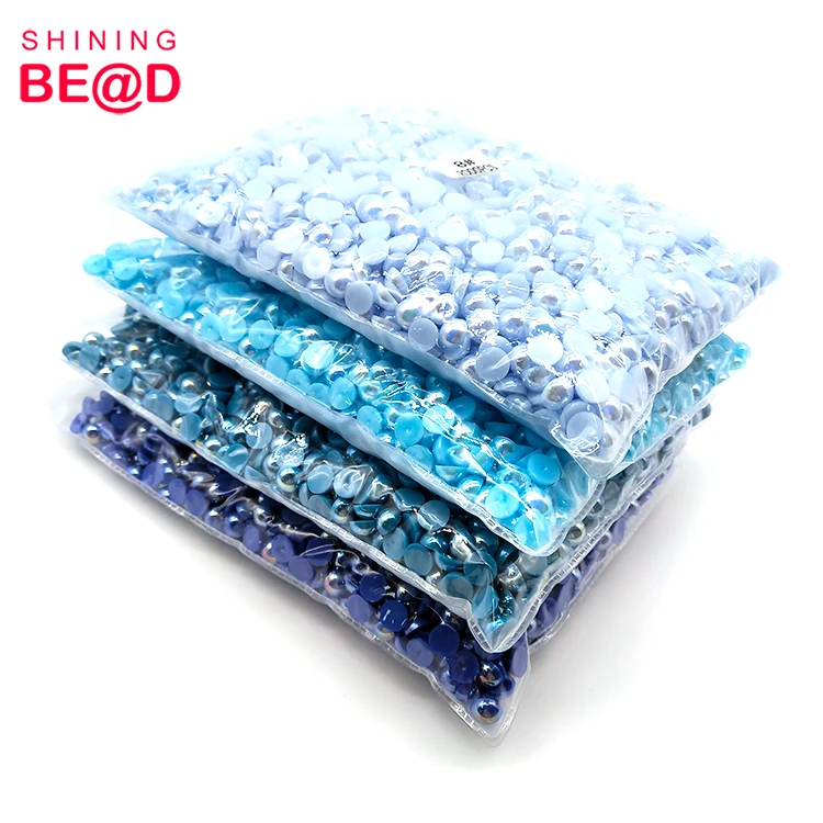 Wholesale Shiny 8 mm Multi Colors Flat Back Beads Glue On Nail Art Half Round Plastic Pearls For Jewelry Making DIY Decoration