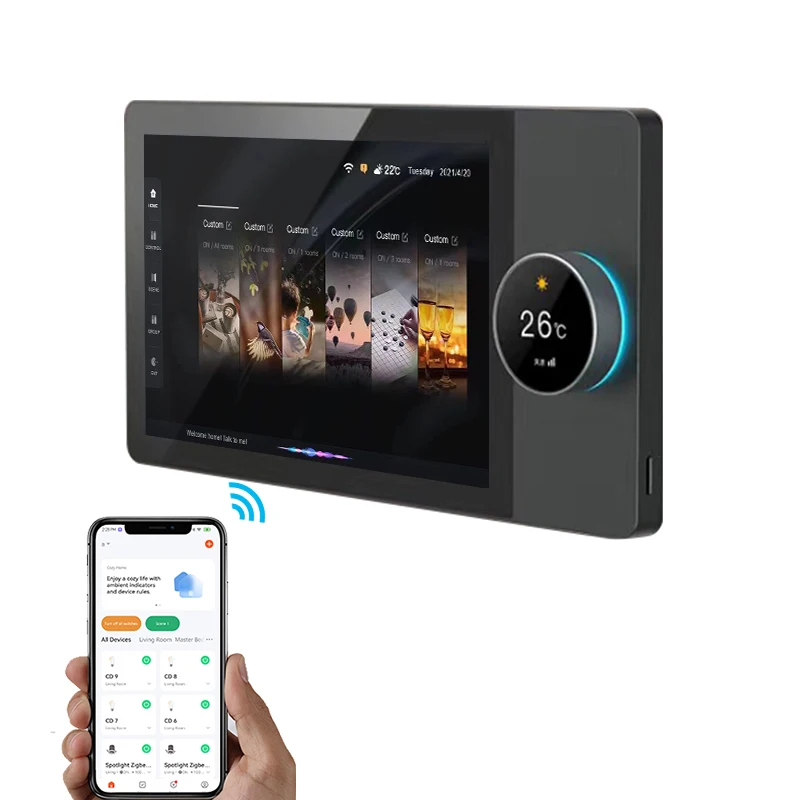 Система управления умным домом zigbee gateway многофункциональная система 8 дюймов с 2 клавишами настенный выключатель