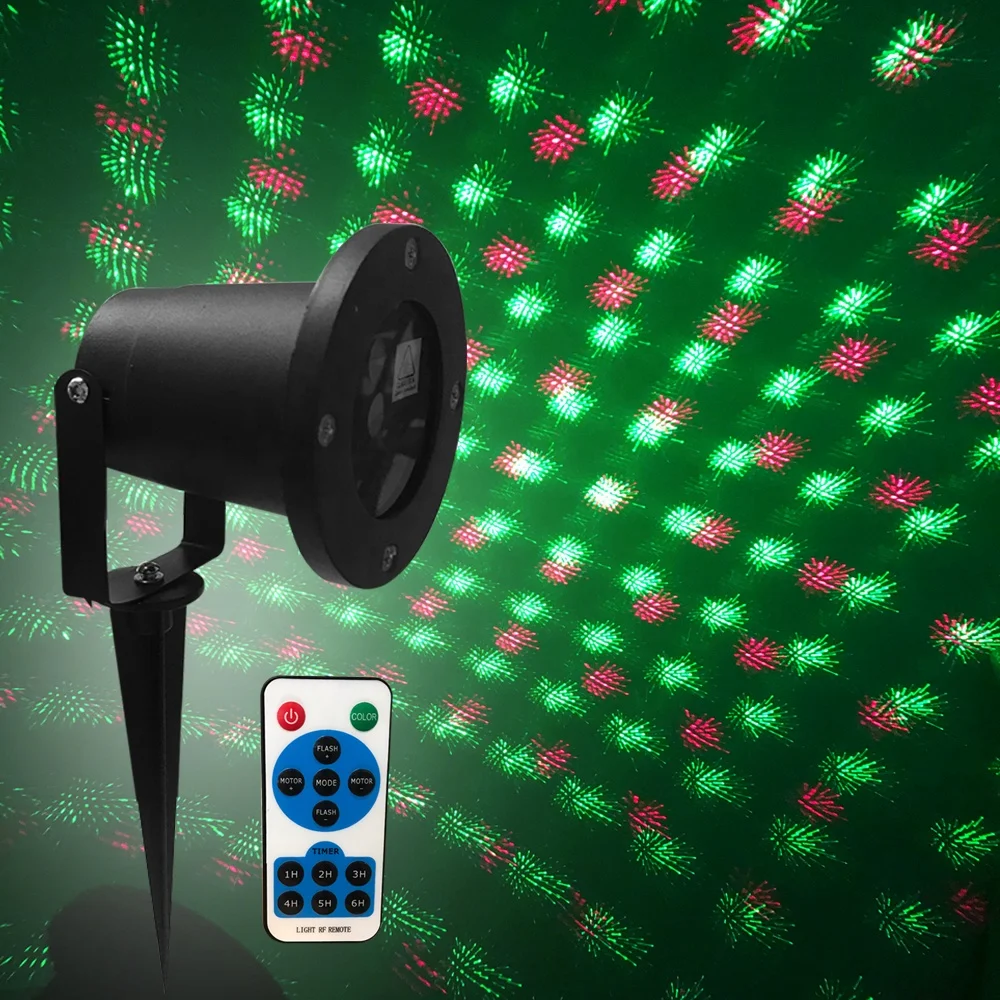Garden Outdoor Waterproof Christmas Tree Xmas Holiday Shower Lighting RGB Remote Static Star Dots Laser Projector Light