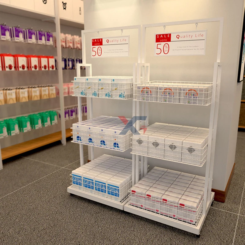 Shop furniture customized 3 tiers wire storage basket metal wire shelving display beauty supply store shelves display rack