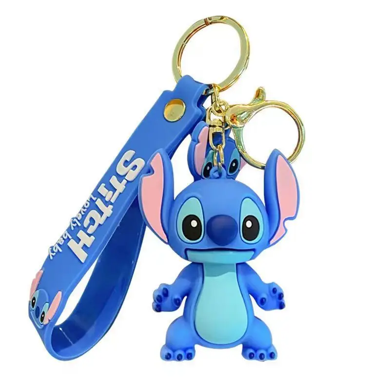 Hot Sale Cute Cartoon Kawaii Stitch Monster Metal PVC Keychain for Girls Key Ring Accessories Kids Gifts Handbag Purse Pen
