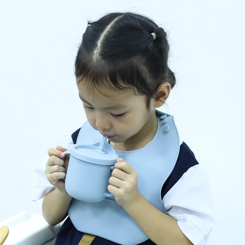 Cheap Price Eco-Friendly Non-Toxic Kids Bib Spoon Bowl Plate Fork Silicone Baby Feeding Set Bpa Free