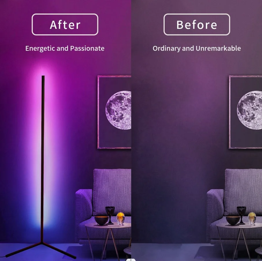 led 20W high quality Metal standing light APP control RGB rainbow modern led light decor Corner floor lamp