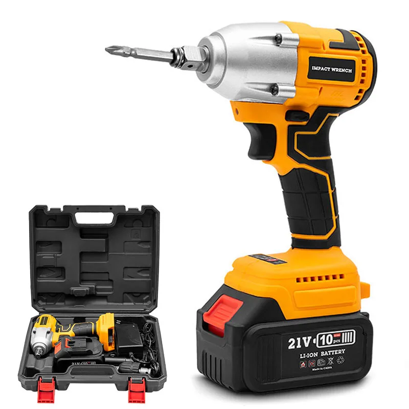 Cordless Electric Impact Cordless Ratchet  21v Brushless Wrench  4.0Ah Lithium Battery Powerful Impact Wrench Driver Gun Set