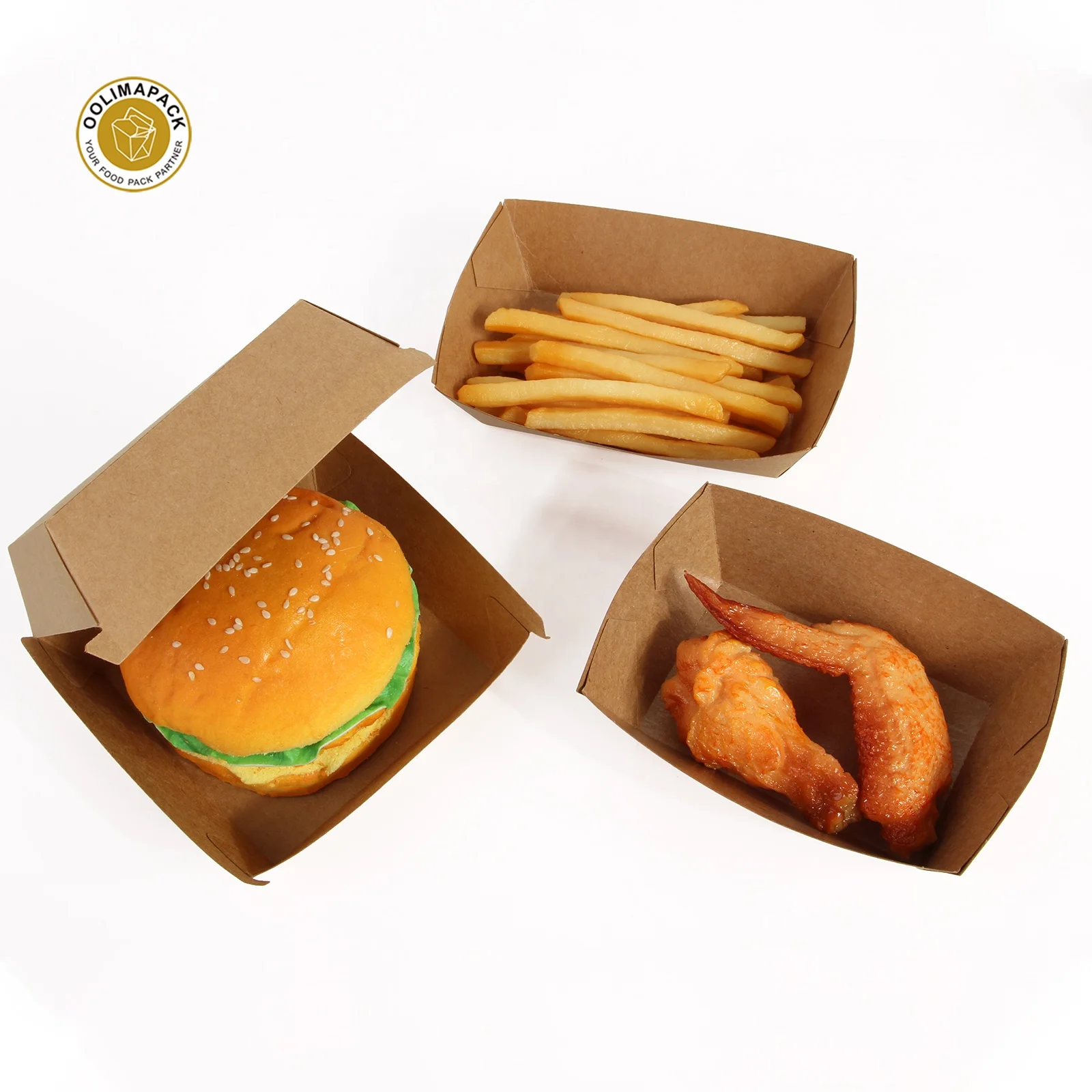 Custom mini burger and chips package paper box with window
