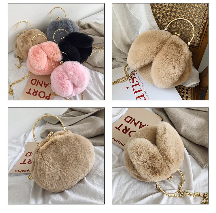 2023 New arrival ladies bags handbag Hot style cute plush hand bags New designs rabbit ears purses handbags for women