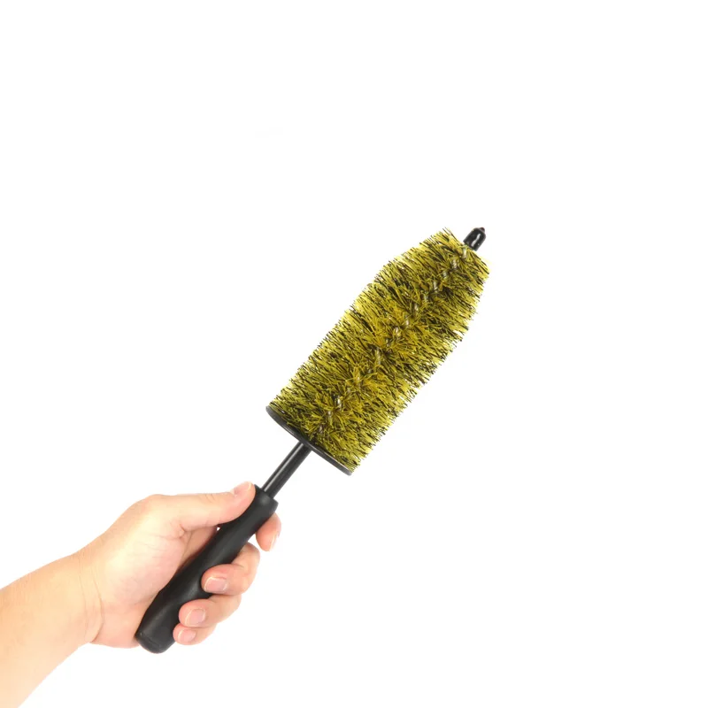 AUTO TIGER yellow Soft PP Bristles Car Detailing Wheel Tire Hub Brush For Car Detailing