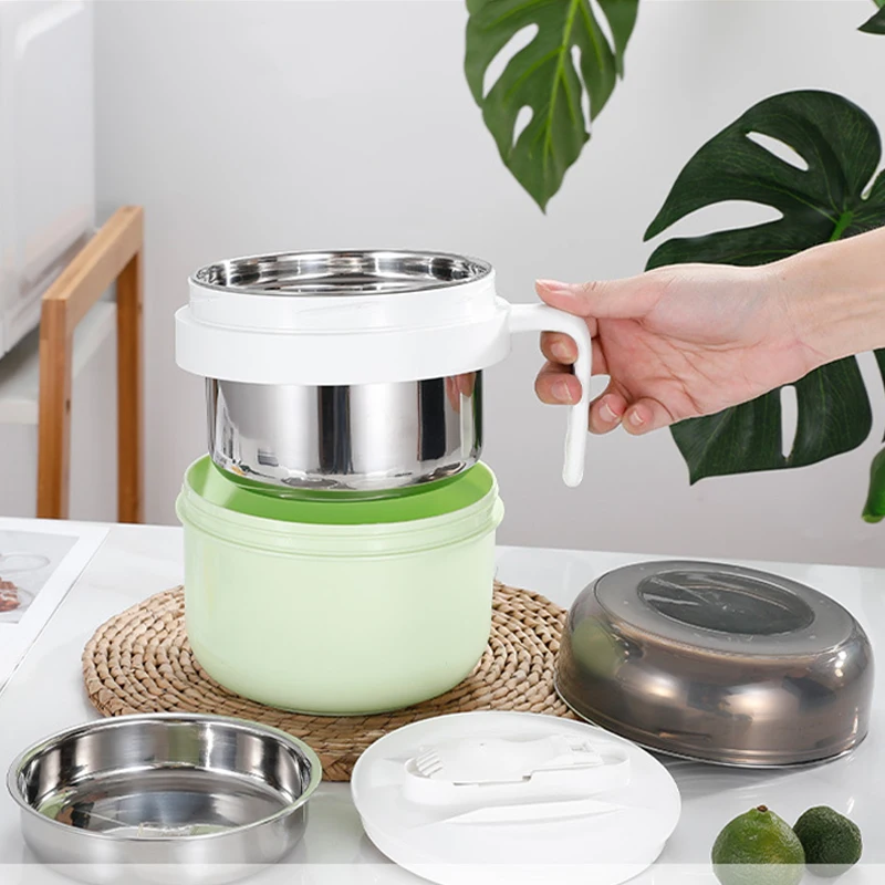 Multi-function Stainless Steel Induction Meal Cup Round Food Container With Lid And Tableware