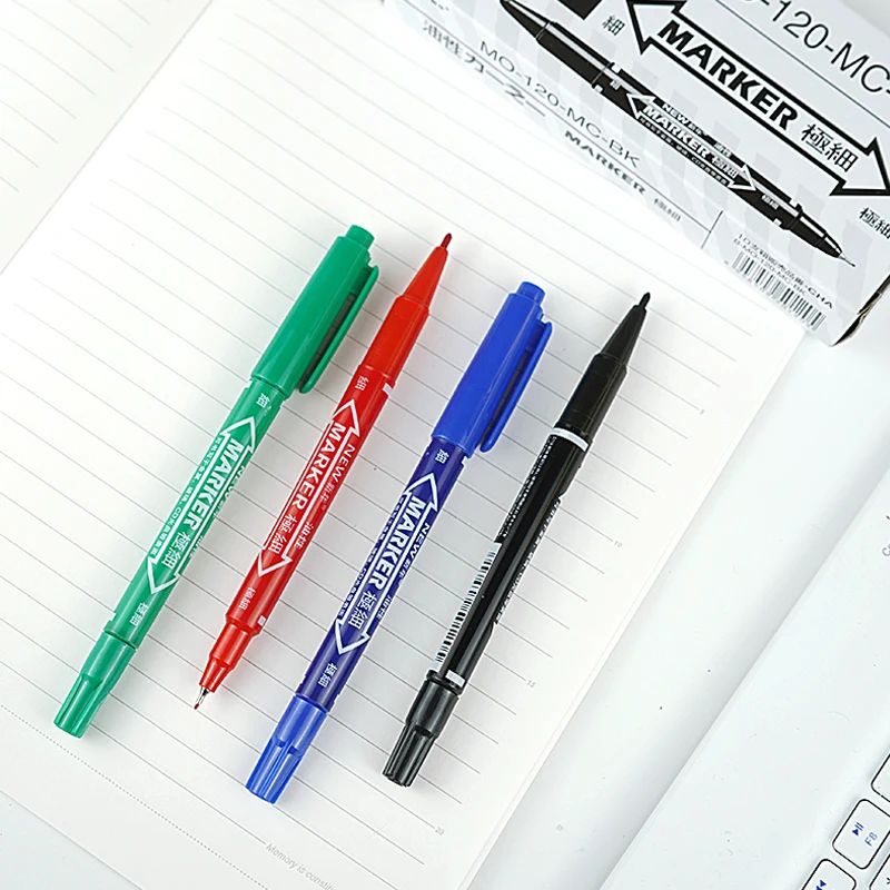 High quality marcadores doble punta long lasting write smooth wholesale bulk double sided permanent marker pen caneta permanente