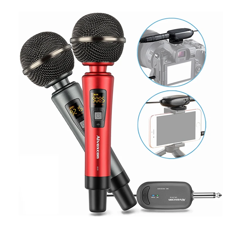 Professional Portable Podcast Interview Camera Mic Handheld Video Recording Karaoke UHF Wireless Microphone