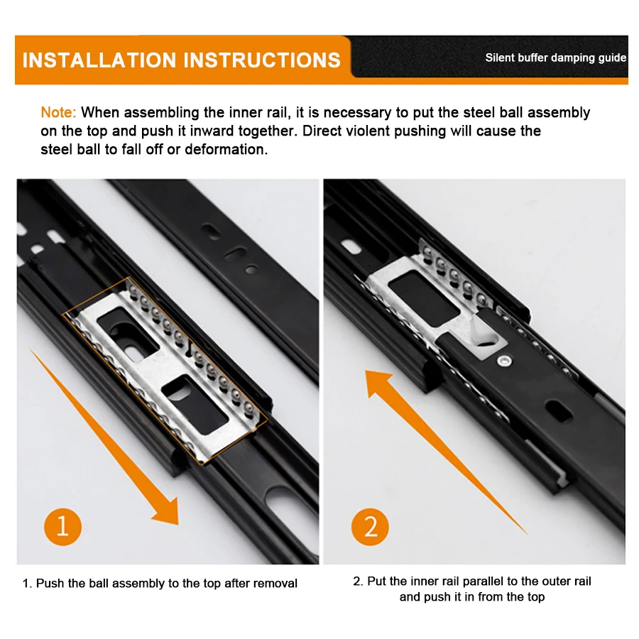 6 8 10 12 14 16 18 20 Inch Mute Stainless Steel Buffer Damping Telescopic Channel Sliding Guides Rail Cabinet Drawer Slides