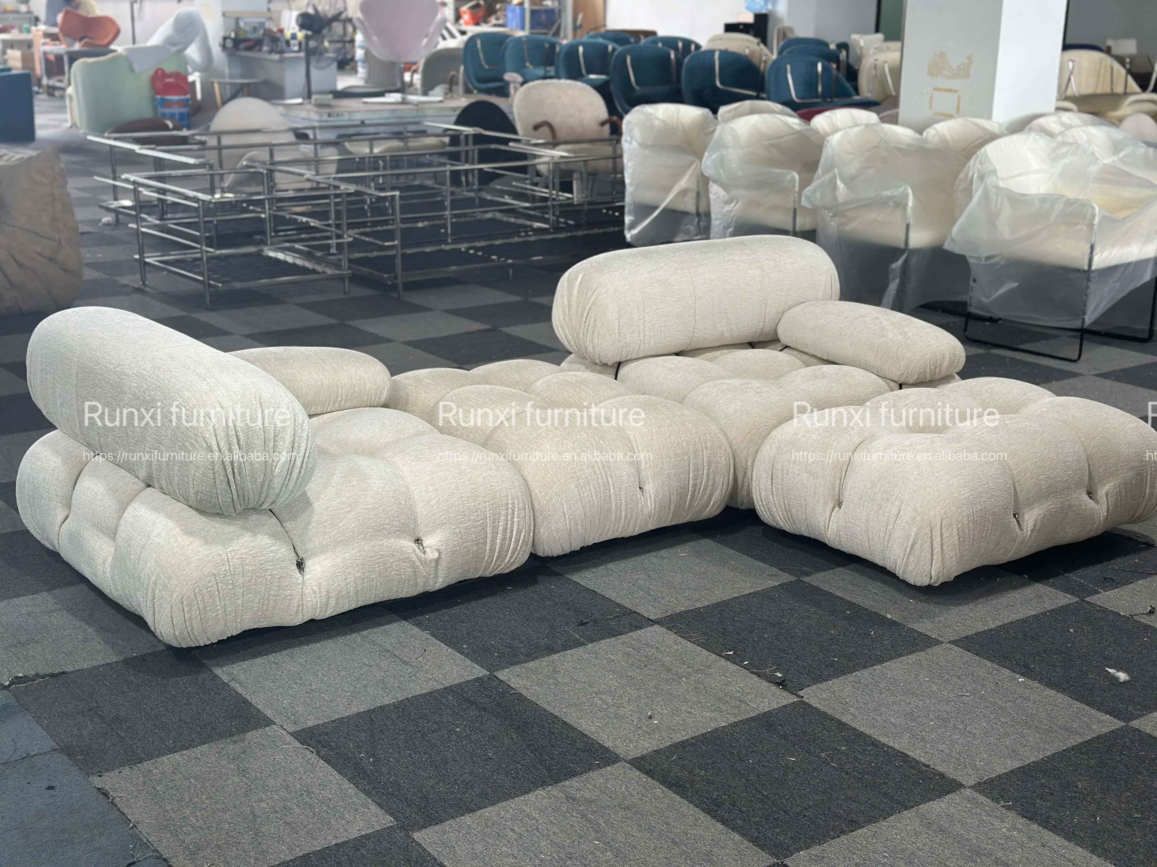 High Quality Sectional Sofa 3 Seater Boucle Fabric Sofa Set Living Room Leather couch home living room furniture