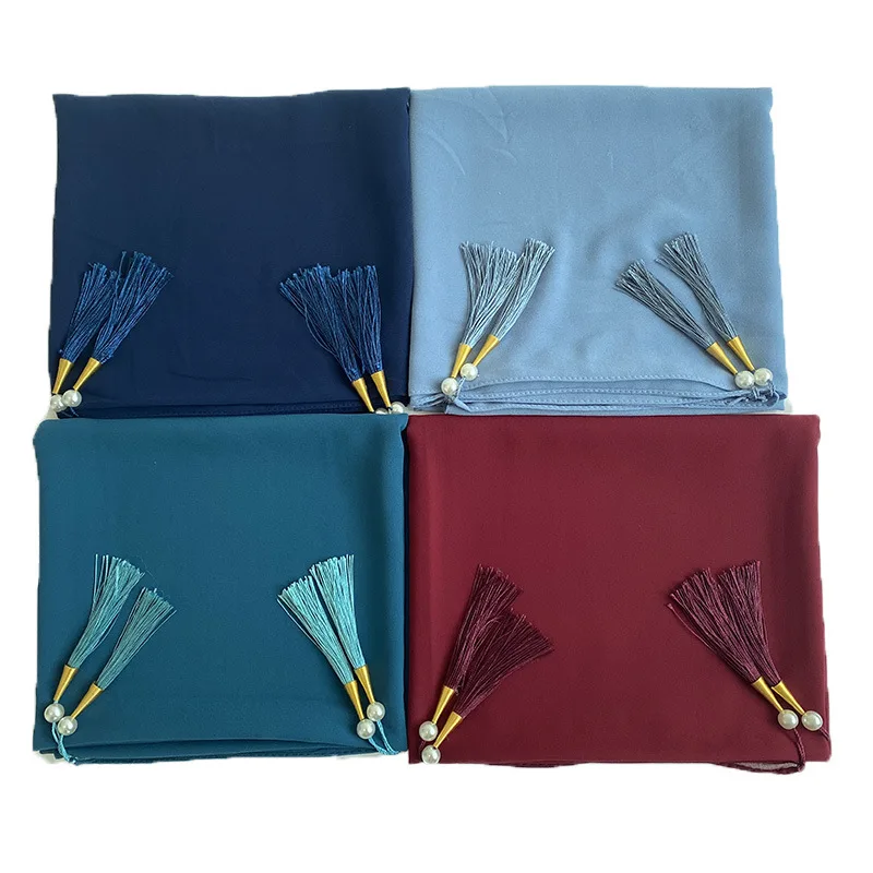 Оптовая продажа, простой шарф из Жоржетта, пузырьковый шифоновый хиджаб, мусульманская женская шаль