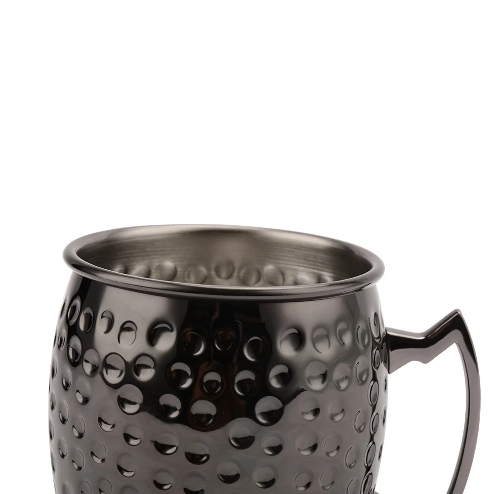 Ready to ship 500ml 304 stainless steel hammered black Handgrip Russian moscow mule mugs