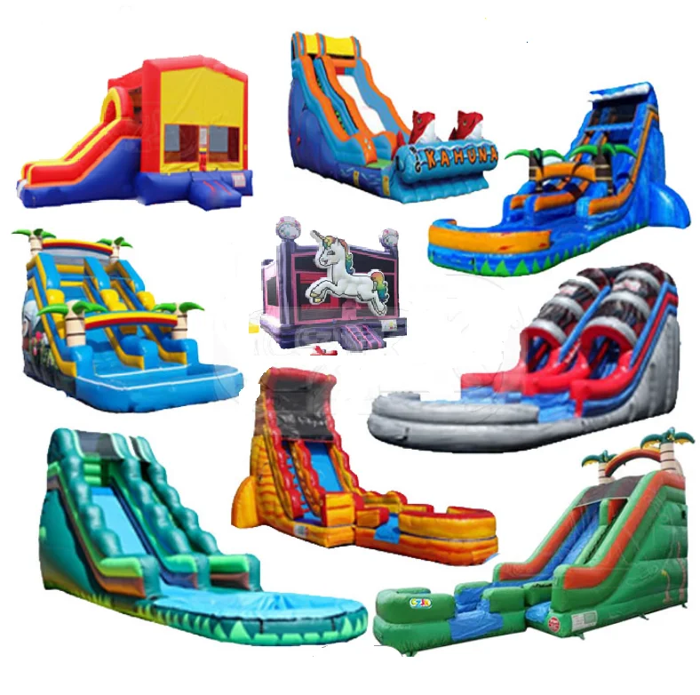 Factory custom kids jumping castles inflatable bounce castle  water slide with pool