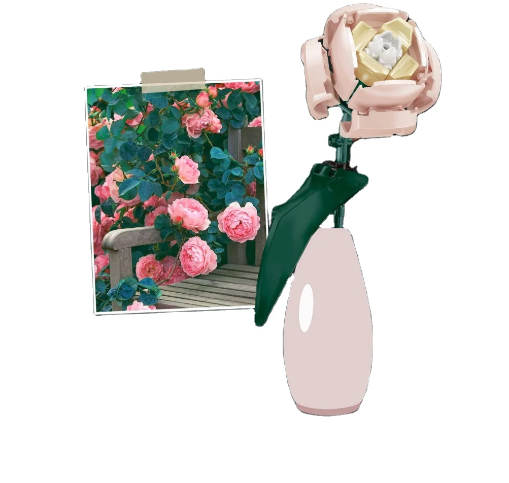 New Arrival flowers building blocks Set 14Style  Plastic Artificial Flowers Creative Diy Toy Small Gifts For kids