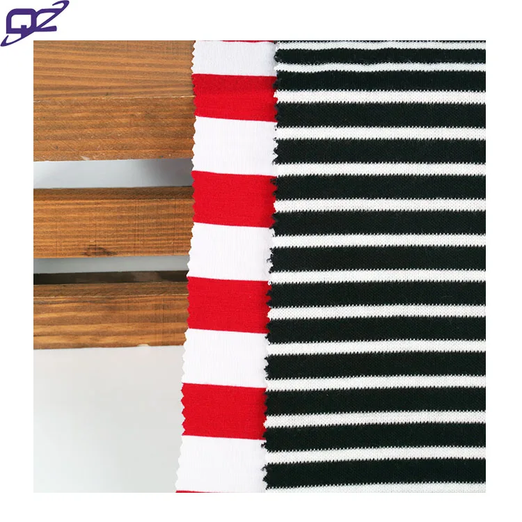 Classic Style Striped High Stretch Soft Comfortable Skin Friendly Knitted Interlock Yarn Dyed Rayon Polyester Fabric For Hoodies