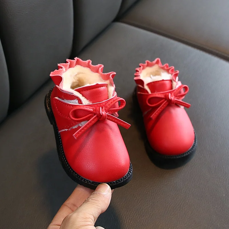 Осенне-зимние новые корейские Детские хлопковые ботинки с мягкой подошвой оптом плюс бархатные теплые детские зимние ботинки для девочек