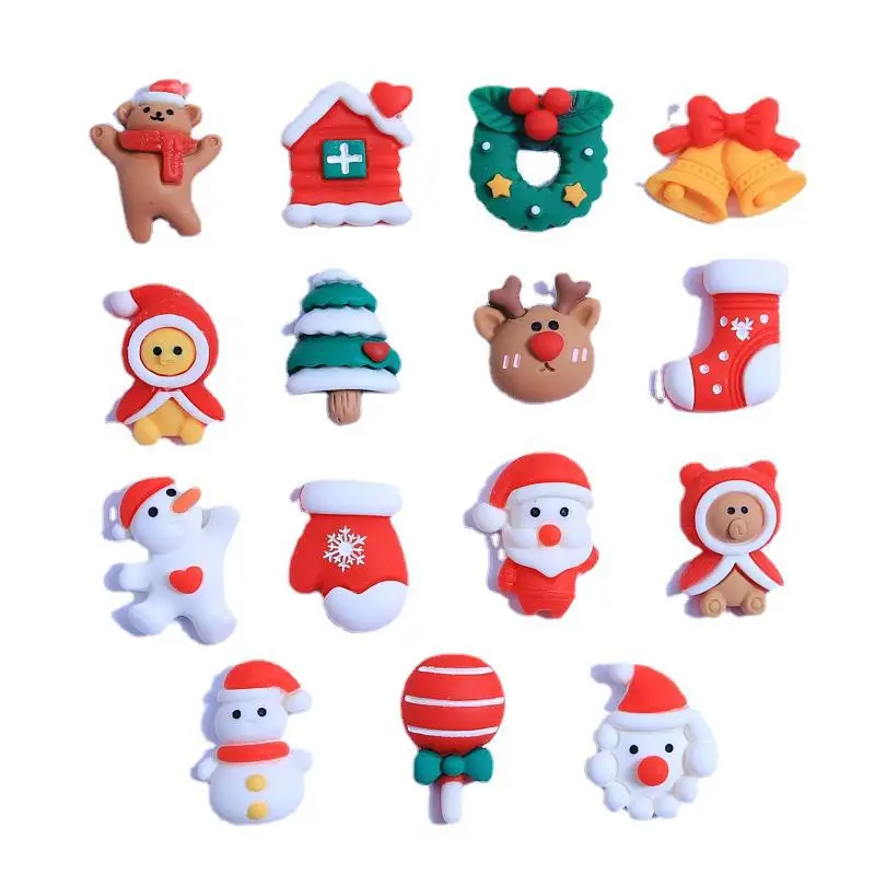 Hot selling Christmas decoration flat back elk resin crafts DIY handcrafted charm cartoon gingerbread man Christmas tree
