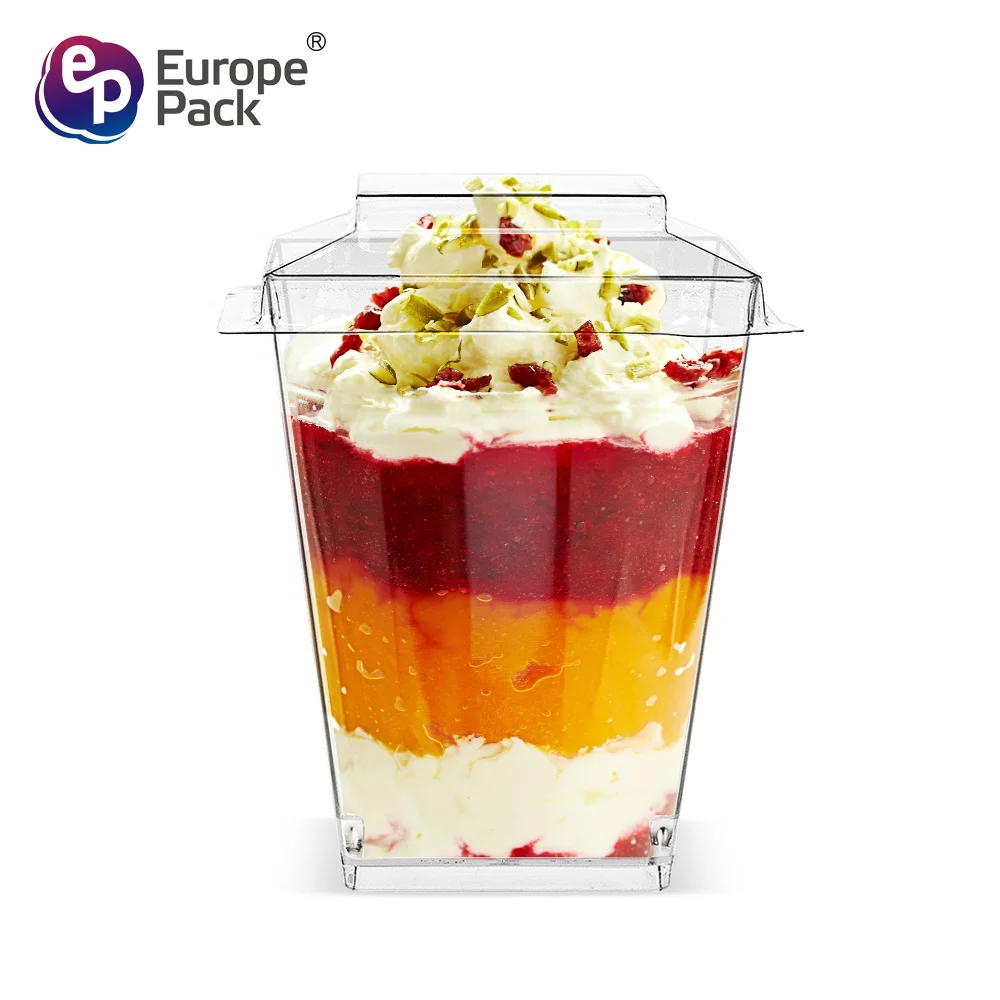 Europe-Pack 160ml factory direct disposable plastic tableware dessert plastic cups with PET lids
