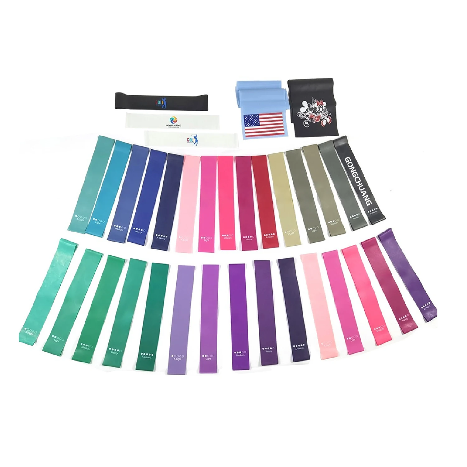 Custom Logo Fitness Waist Exercise Hip Pilates Yoga Resistance Pink Thin Latex Women Elastic Gym Belt Set Training Belt