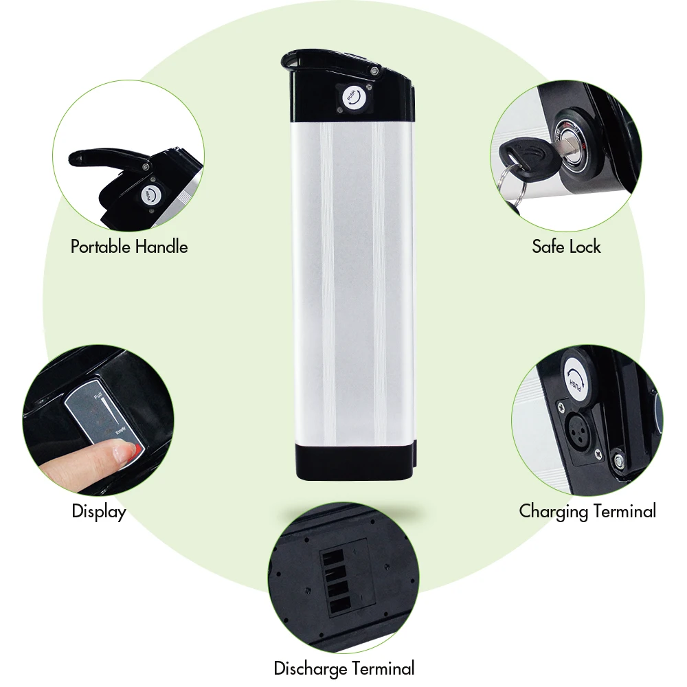 Silver Fish 36v 13ah Lithium Ion E Bike 48v Rechargeable Lifepo4 Ebike Battery Pack