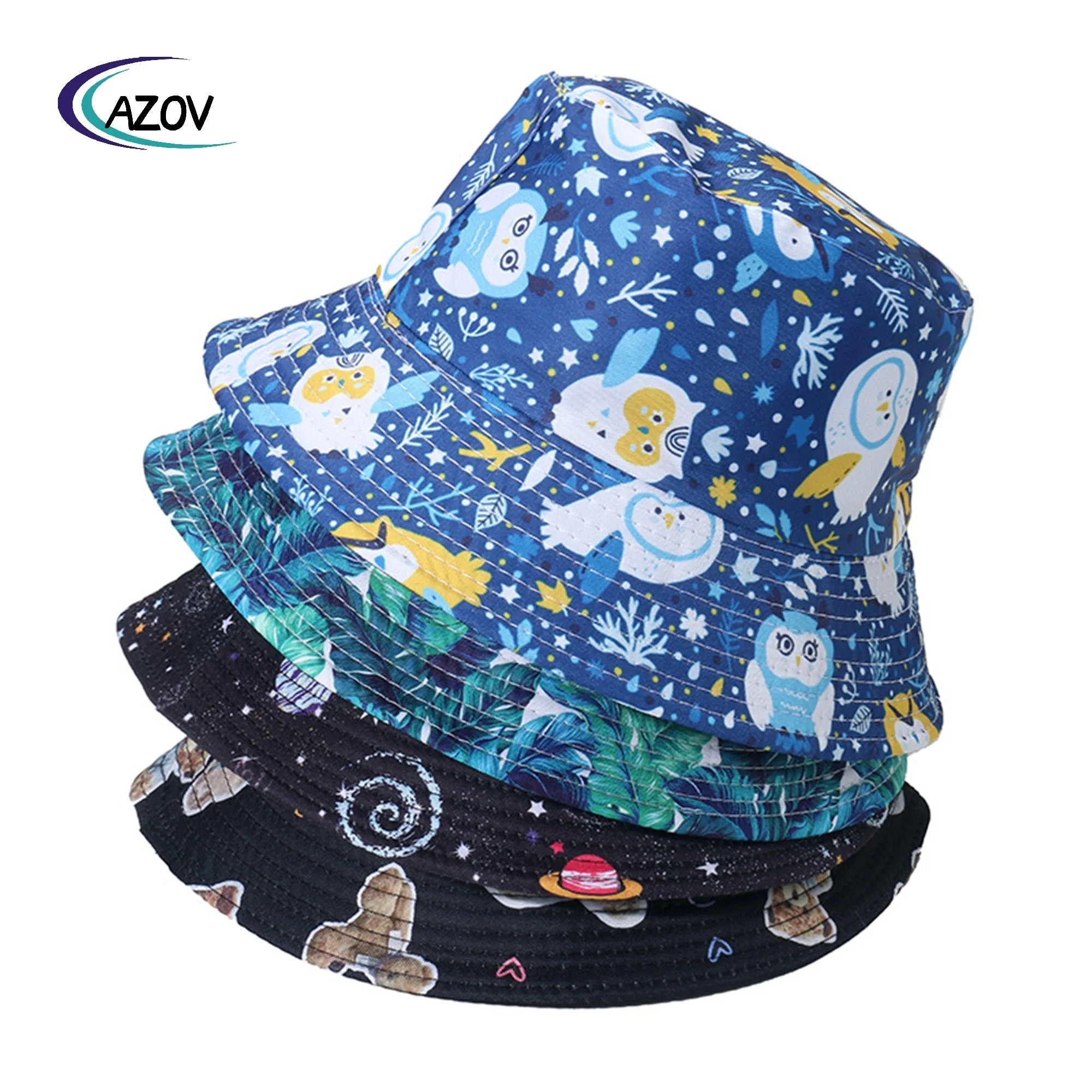 ins  style trendy all-matching sun-proof sun hat female constellation owl Little Bear cartoon bucket hat spring  summer