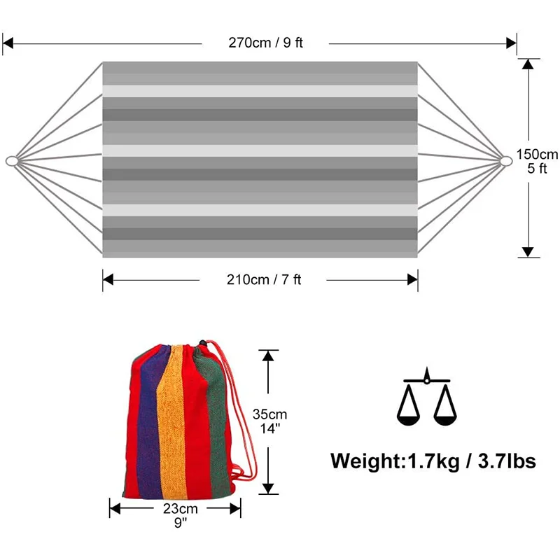 Outdoor Camping Canvas Hammock Indoor Park Leisure Dormitory Swing Single Double Canvas Hammock