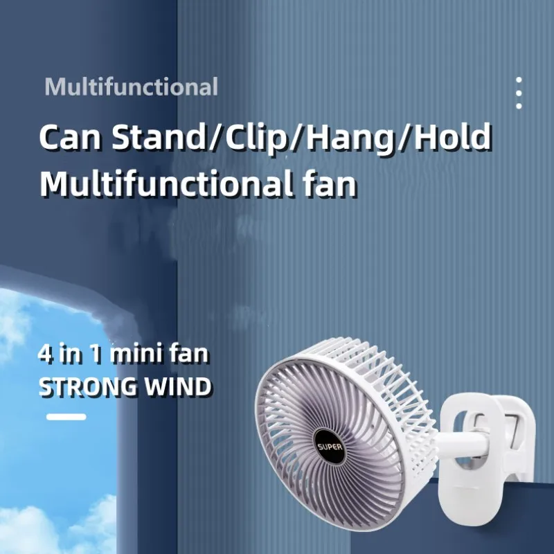 A2 Portable Handheld Fan 3 gear Adjustable Mini Electric Fan With Clip USB Rechargeable For School Silent Desk Clip Fan