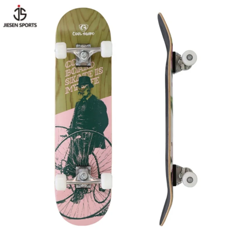 JIESEN Wholesale Skateboard Factory Outlet Children Skateboard Beginners Double Warped Four-wheel Wood Maple Skateboard