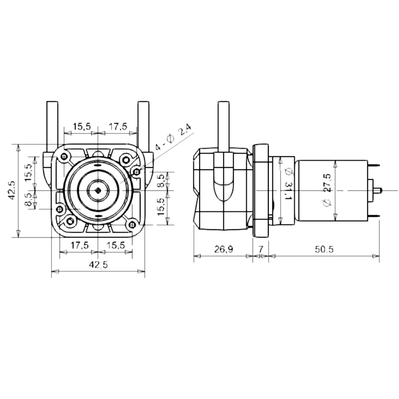 Kamoer KPHM100 100ml/min 12V 24V tiny brushed brushless stepper motor optional small peristaltic liquid dosing pump