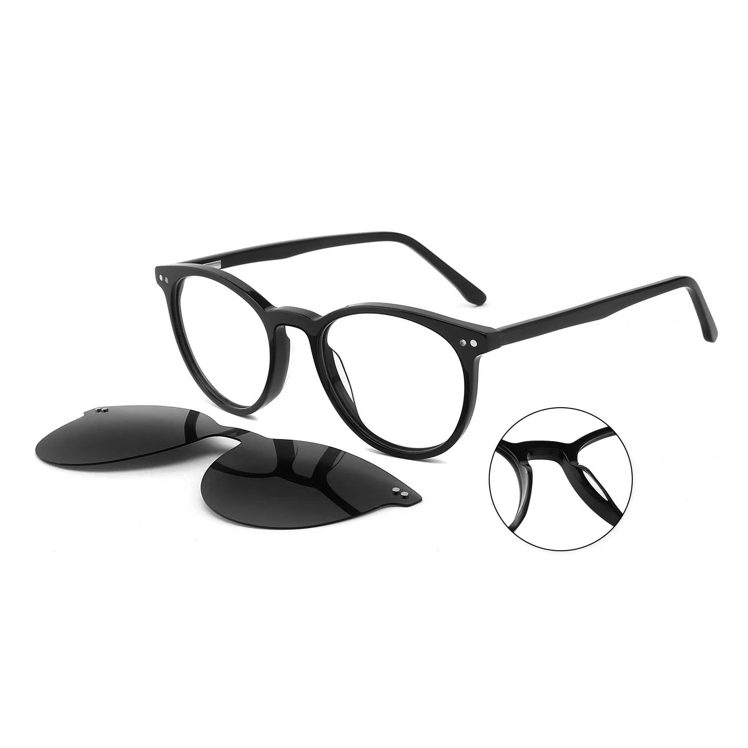 
Factory direct original design clip-on sunglasses British style casual frame clip-on sunglasses 