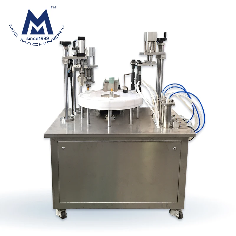 Semi automatic vacuum liquid capping spray bottle crimping perfume filling machine